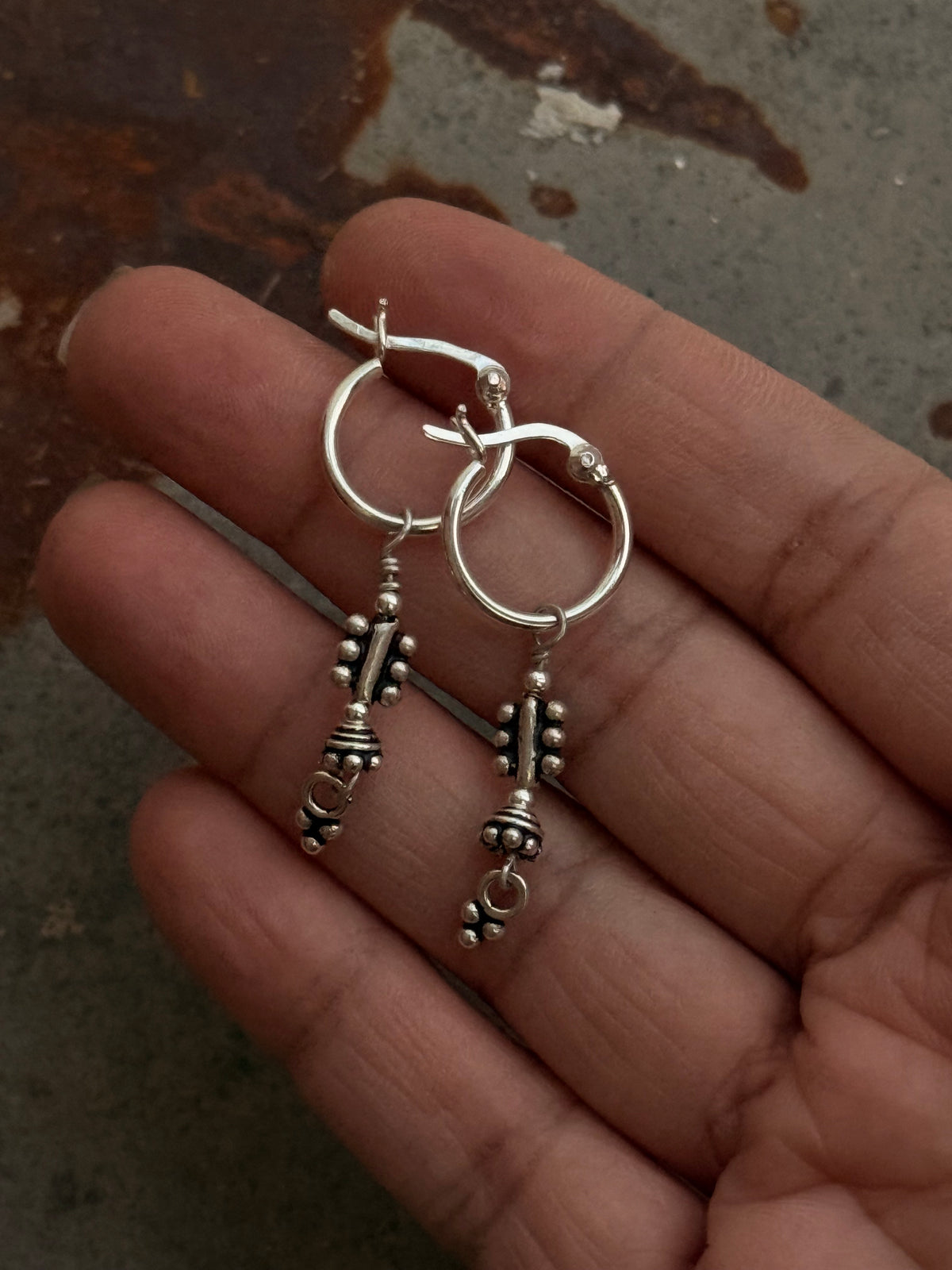 925 Sterling Silver Handcrafted Tribal Rawa Hoops Mandali Earrings