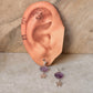 925 Sterling Silver Amethyst Floral Charm Butterfly Handcrafted Studs