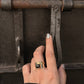 925 Sterling Silver Black Onyx Spinner Dual Tone Rustic Ring