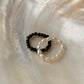 Natural Crystal Stretchy Black Spinel 3-4mm & Fresh Water Pearl Rings