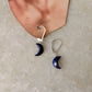 925 Sterling Silver Lapis Lazuli Moon Lever Back Earrings