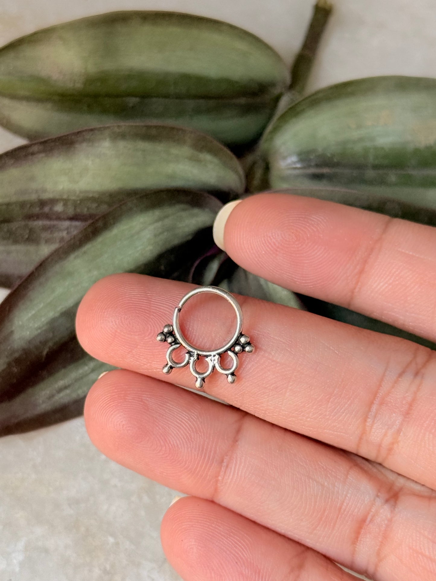 925 Sterling Silver Tribal Septum Pierced- Design 1