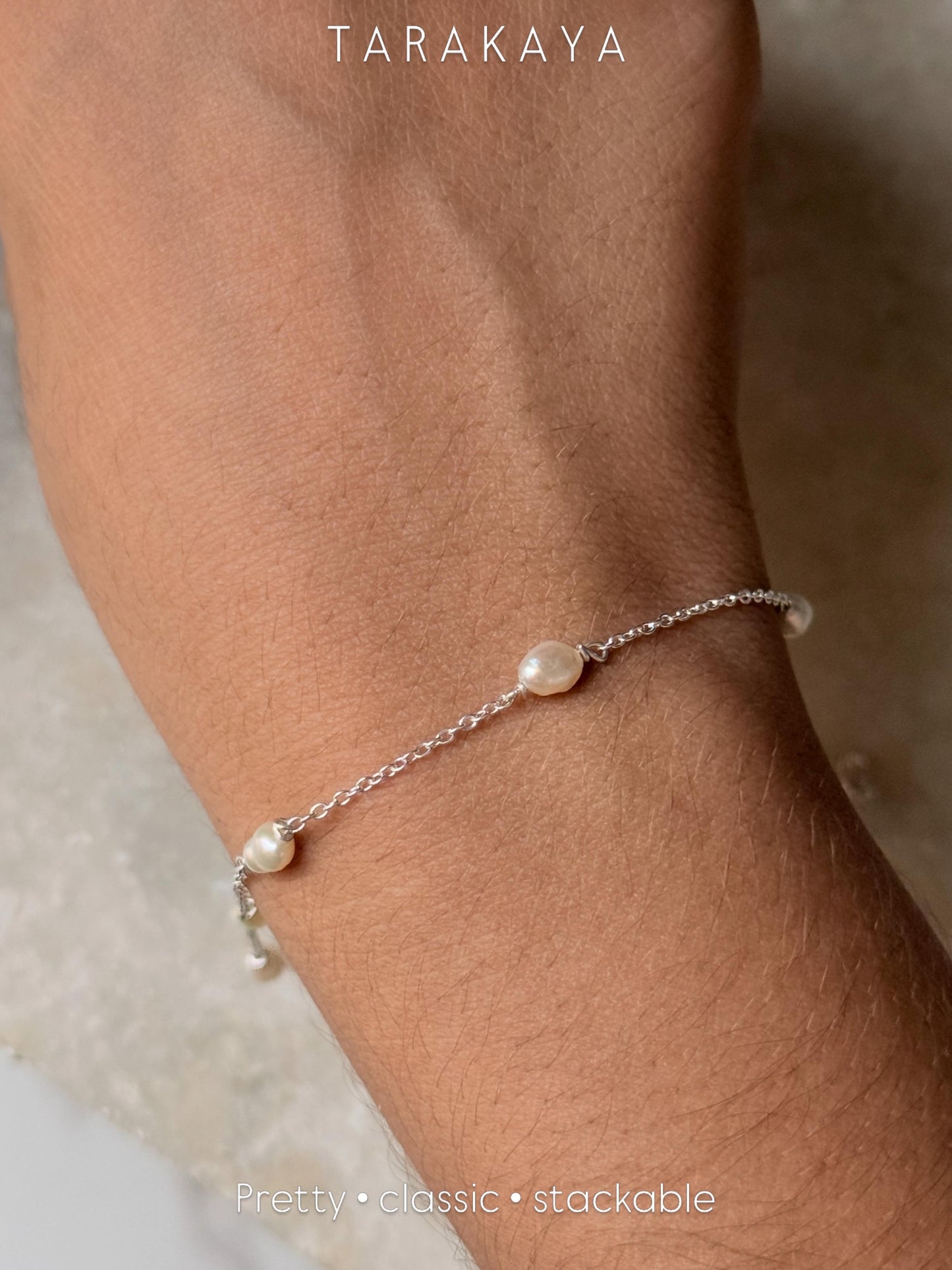 925 Sterling Silver Serene Fresh Water Pearls Handcrafted Bracelet