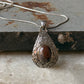 925 Sterling Silver Brown Agate Oval Stone Textured Pear Handcrafted Pendant