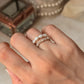 Natural Crystal Stretchy Shiny Basra Pearl & Labradorite Silver Ball Rings