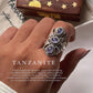 925 sterling silver tanzanite 3 stone statement ring