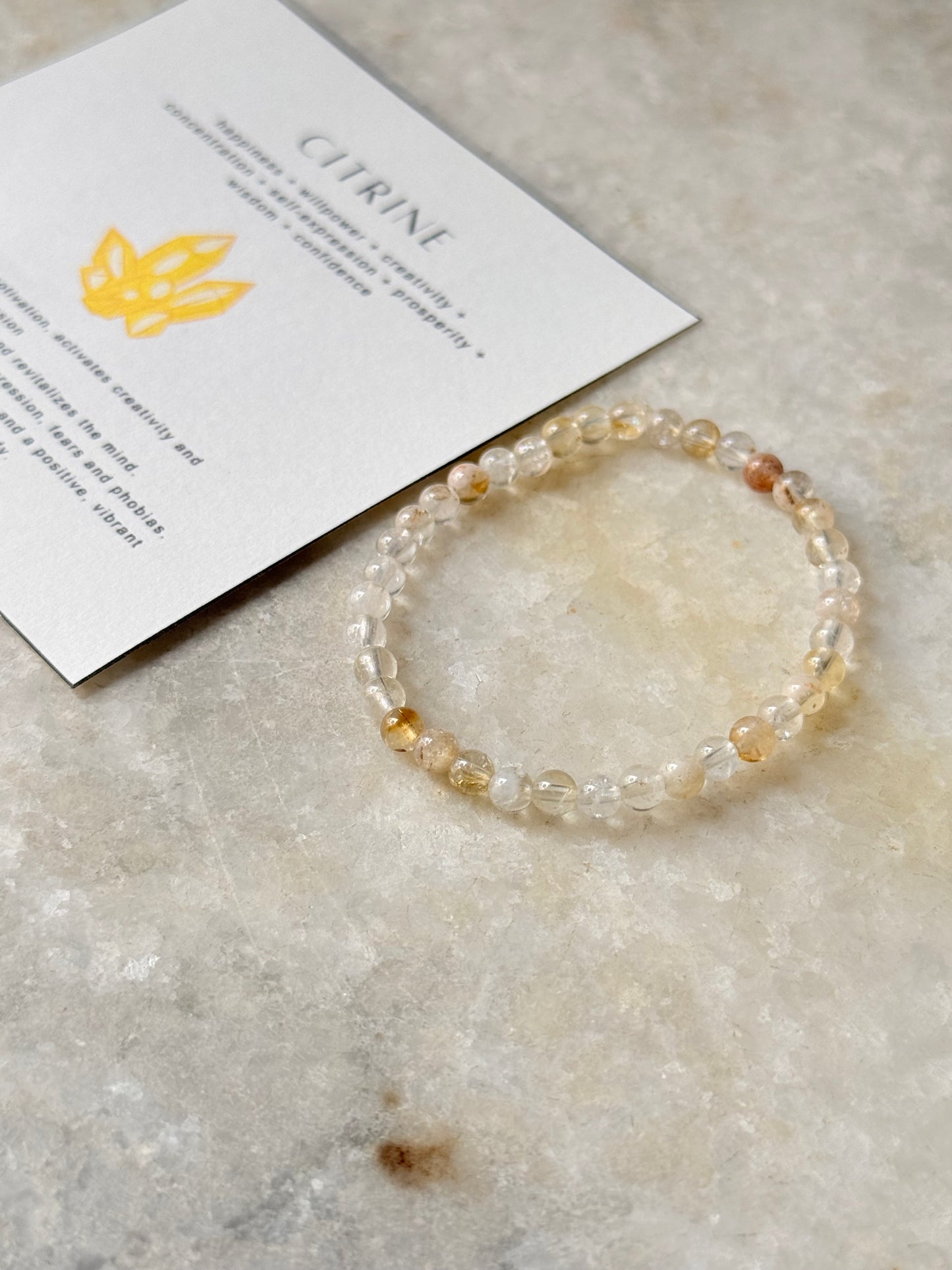 Natural Crystal Citrine 4mm Bracelet