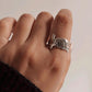 Charming horizontal tortoise design ring in silver