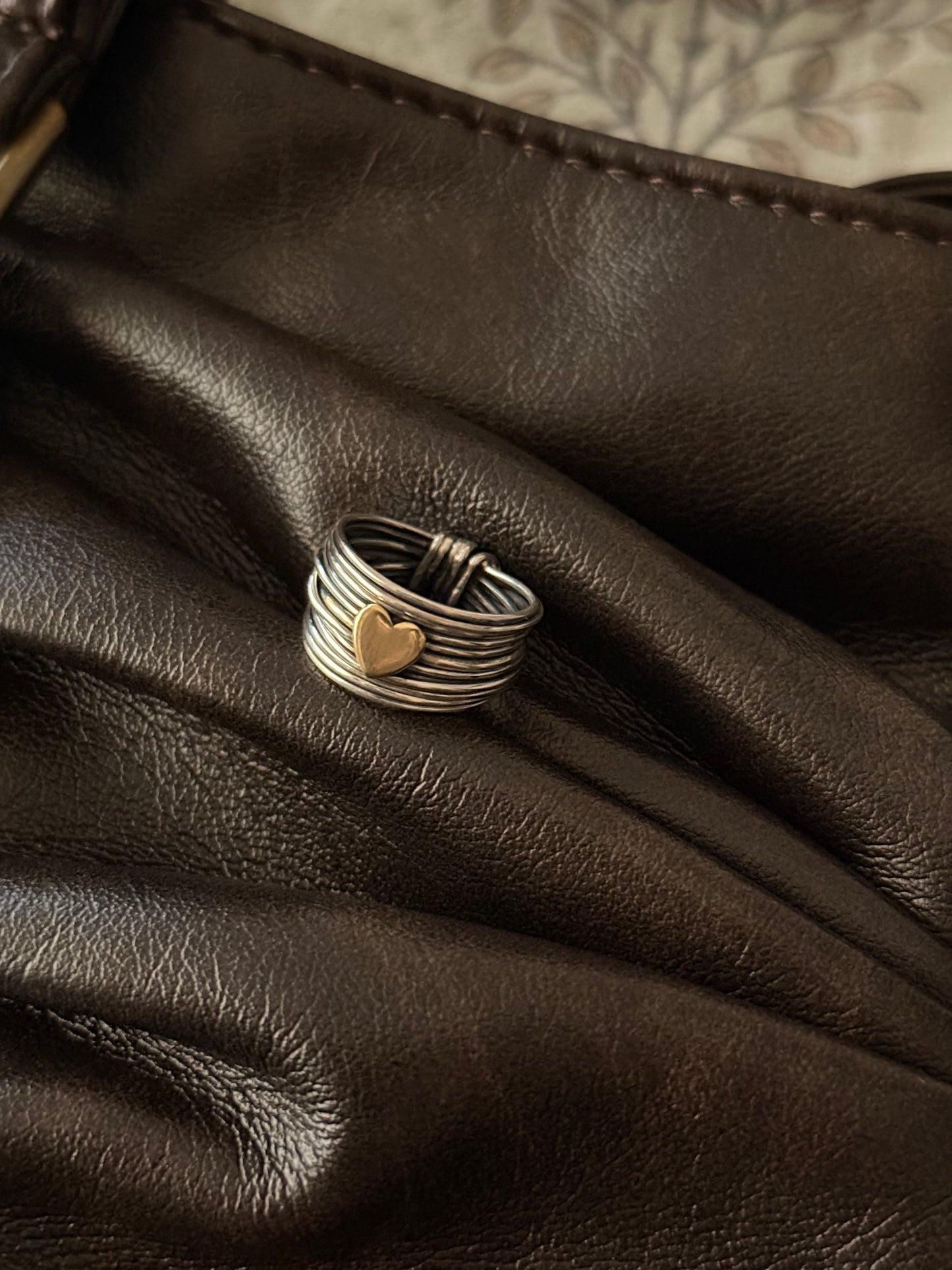 925 Sterling Silver Wire Wrap Heart Handcrafted Thick Band Ring