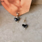 925 Sterling Silver Black Jasper Pearl Butterfly Crystal Studs Earring