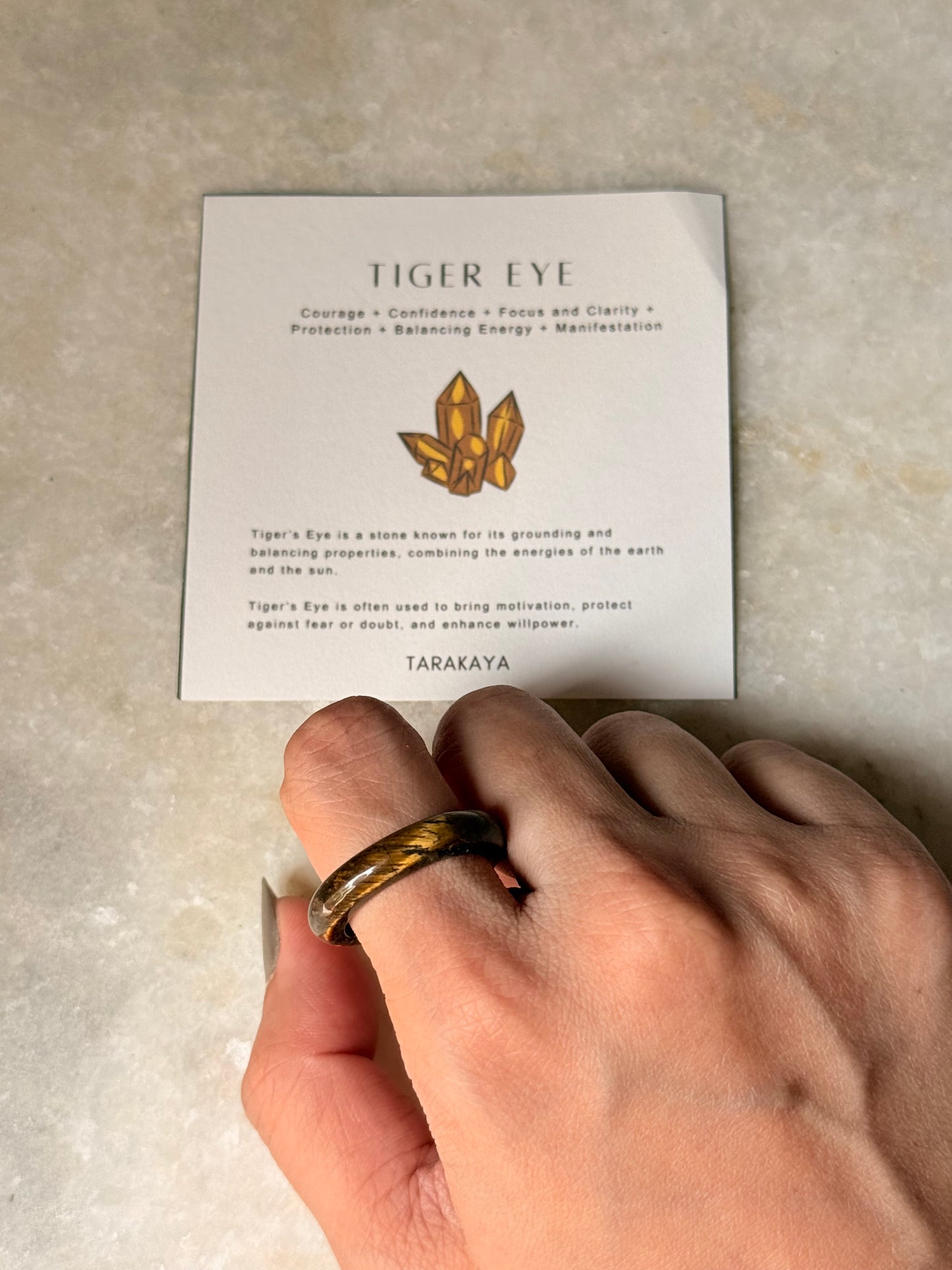 Natural Crystal Tiger Eye Band Ring