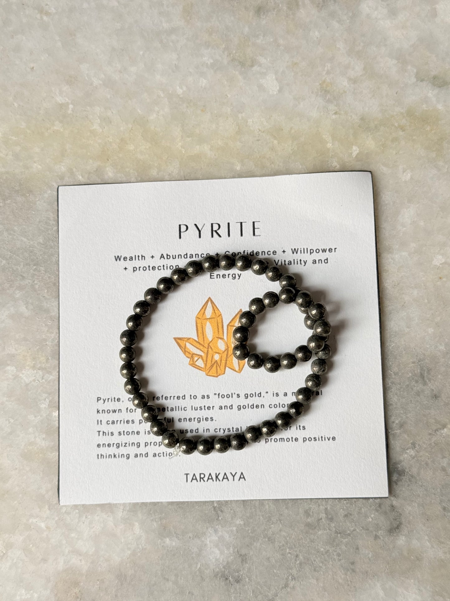 Natural Crystal Pyrite 4mm Stretchy Rings & Bracelet