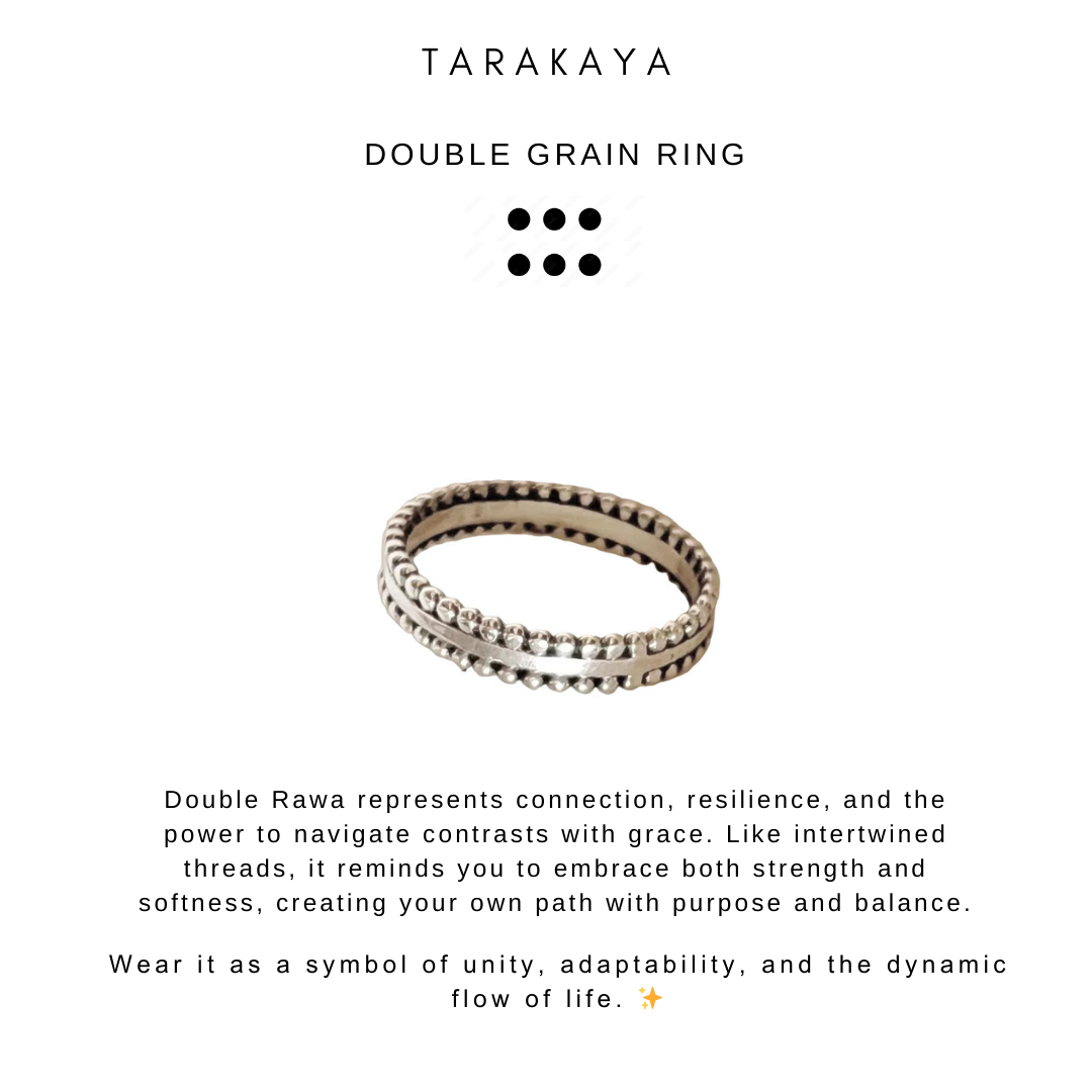 925 Sterling Silver Double Boho Rawa Stack Band Ring
