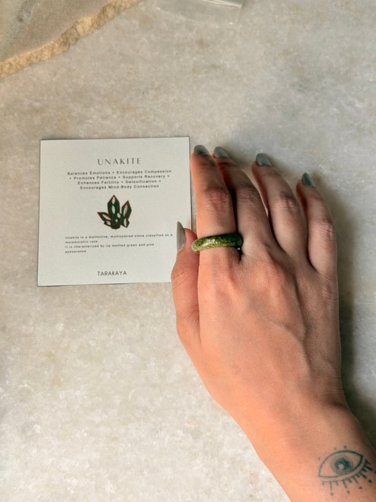 Natural Crystal Unakite Band Ring