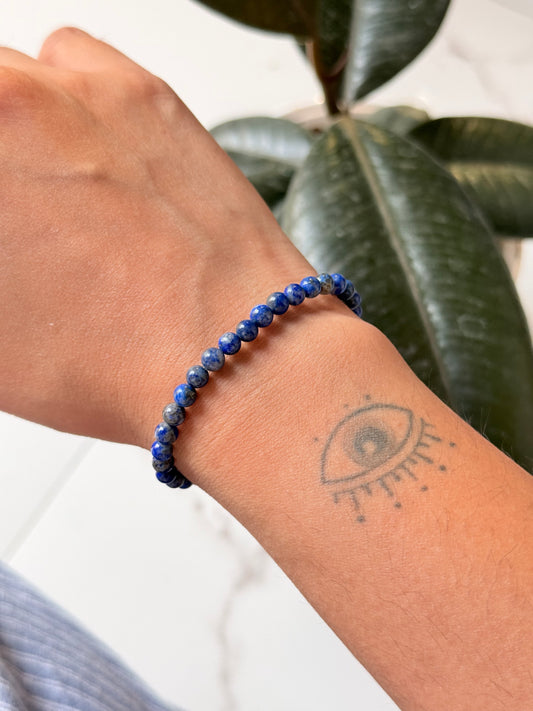 Natural Crystal Lapis Lazuli Bracelet 4MM