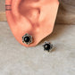 925 Sterling Silver Black Onyx Big Flower Studs Earrings