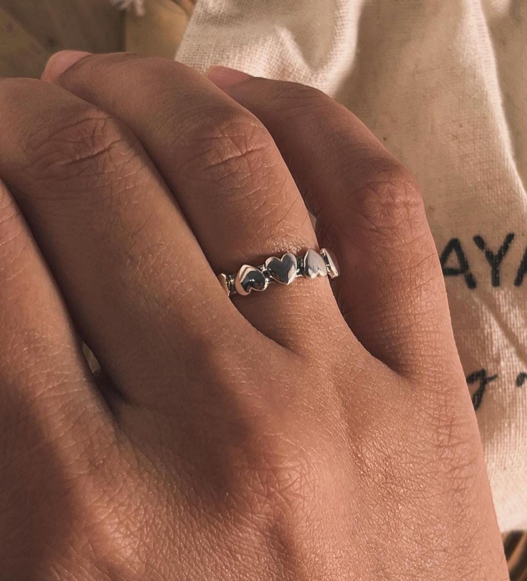 Timeless heart band silver ring with smooth finish