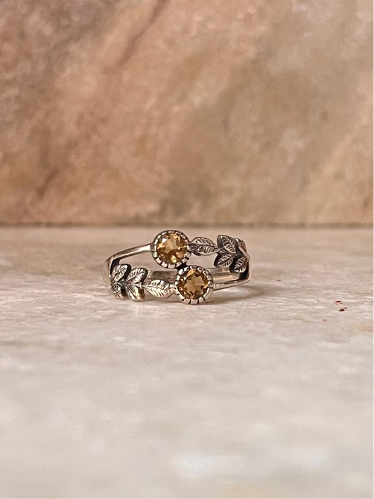 Natural Citrine Forest Enchantments 925 Sterling Silver Ring
