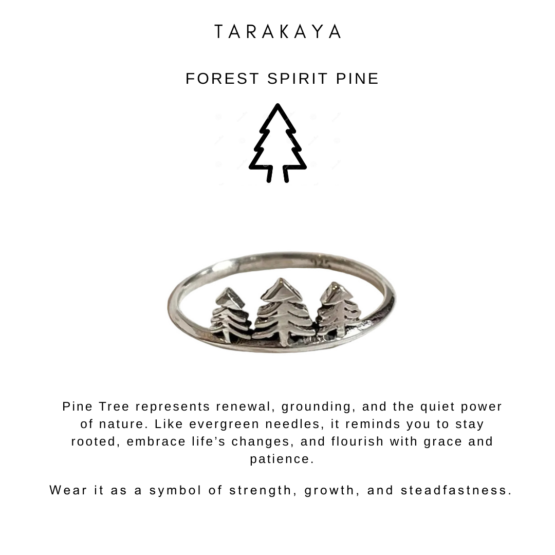 925 Sterling Silver Pine Tree Stackable Ring