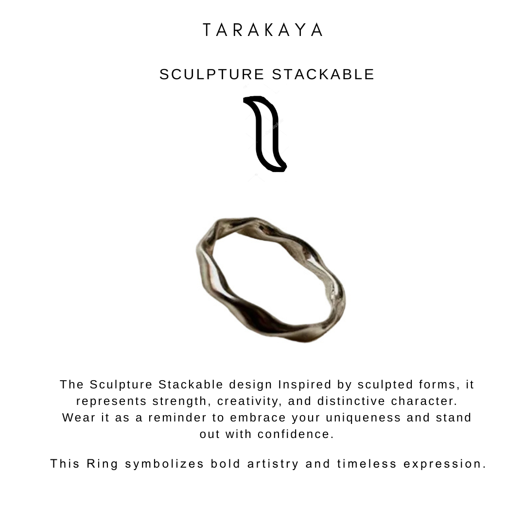 925 Sterling Silver Sculpture Stackable Band Ring