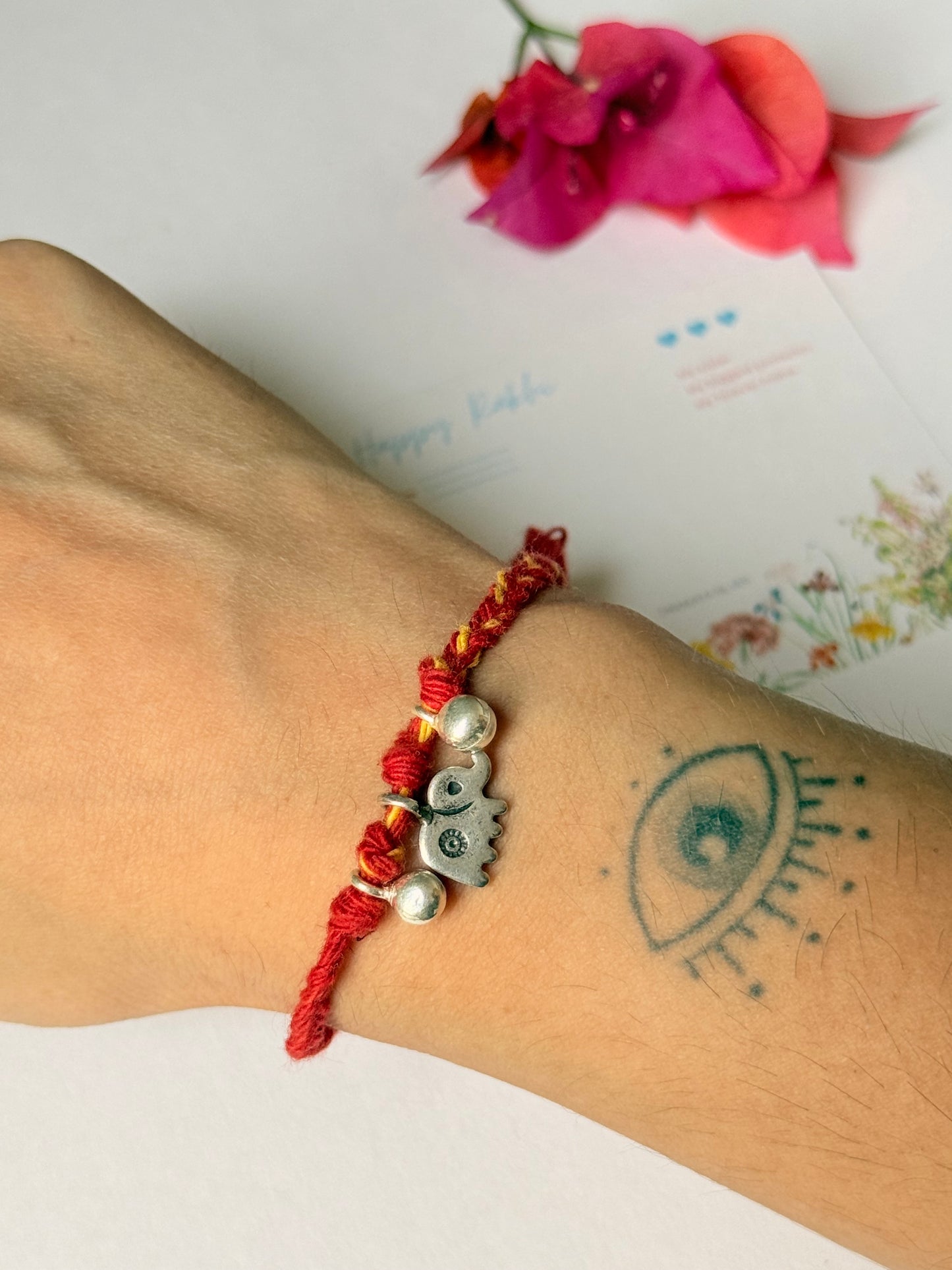 925 Sterling Silver Hill Tribe Hathi charm With Ghungroo / Musical charms - Reusable as Charm  Handcrafted Rakhi