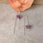 925 Sterling Silver Amethyst Butterfly & Pearl Threader Earrings