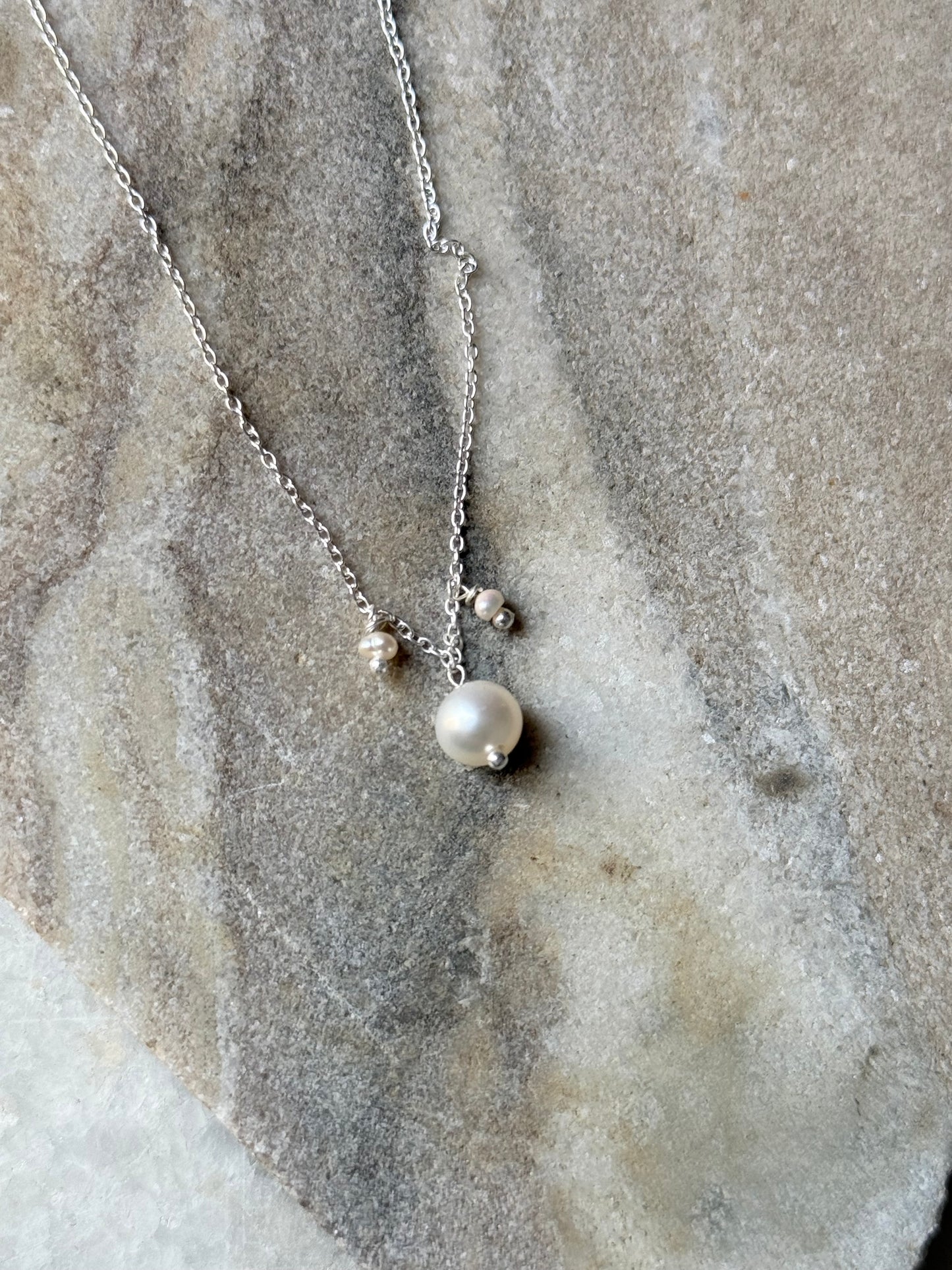 925 Sterling Silver Fresh Water Pearls Minimal Handcrafted Necklace