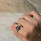 925 Sterling Silver Amethyst & Peridot Floral Wire Wrapped Handcrafted Ring