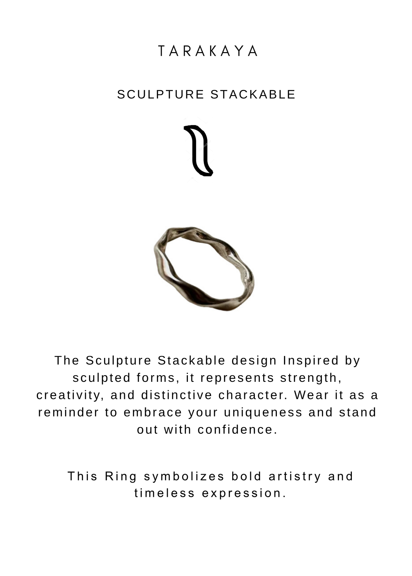 925 Sterling Silver Sculpture Stackable Band Ring