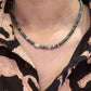 925 Sterling Silver African Turquoise Flat Tube Crystal Spiral Charm With Silver Balls Necklace