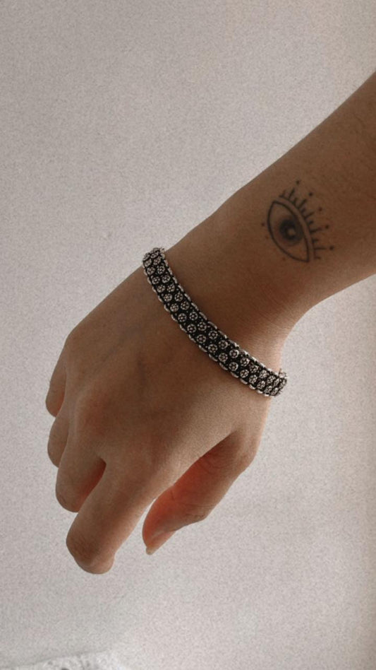 Vintage Double Layer 925 Sterling Silver Bracelet