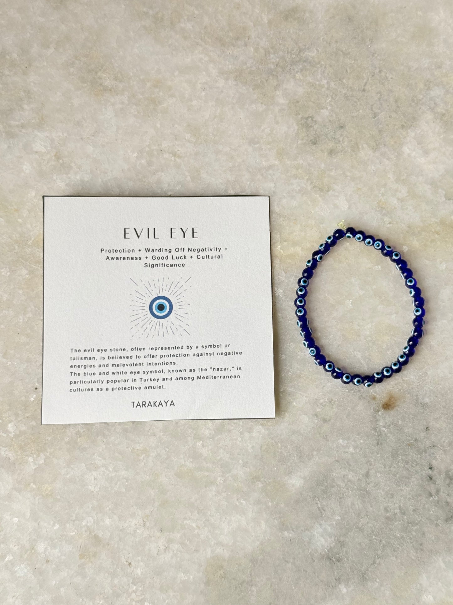 Natural Crystal Evil Eye 4mm Bracelet