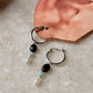 925 Sterling Silver Green Tourmaline Larimar Fresh Water Pearls Hangings Hoops Earrings