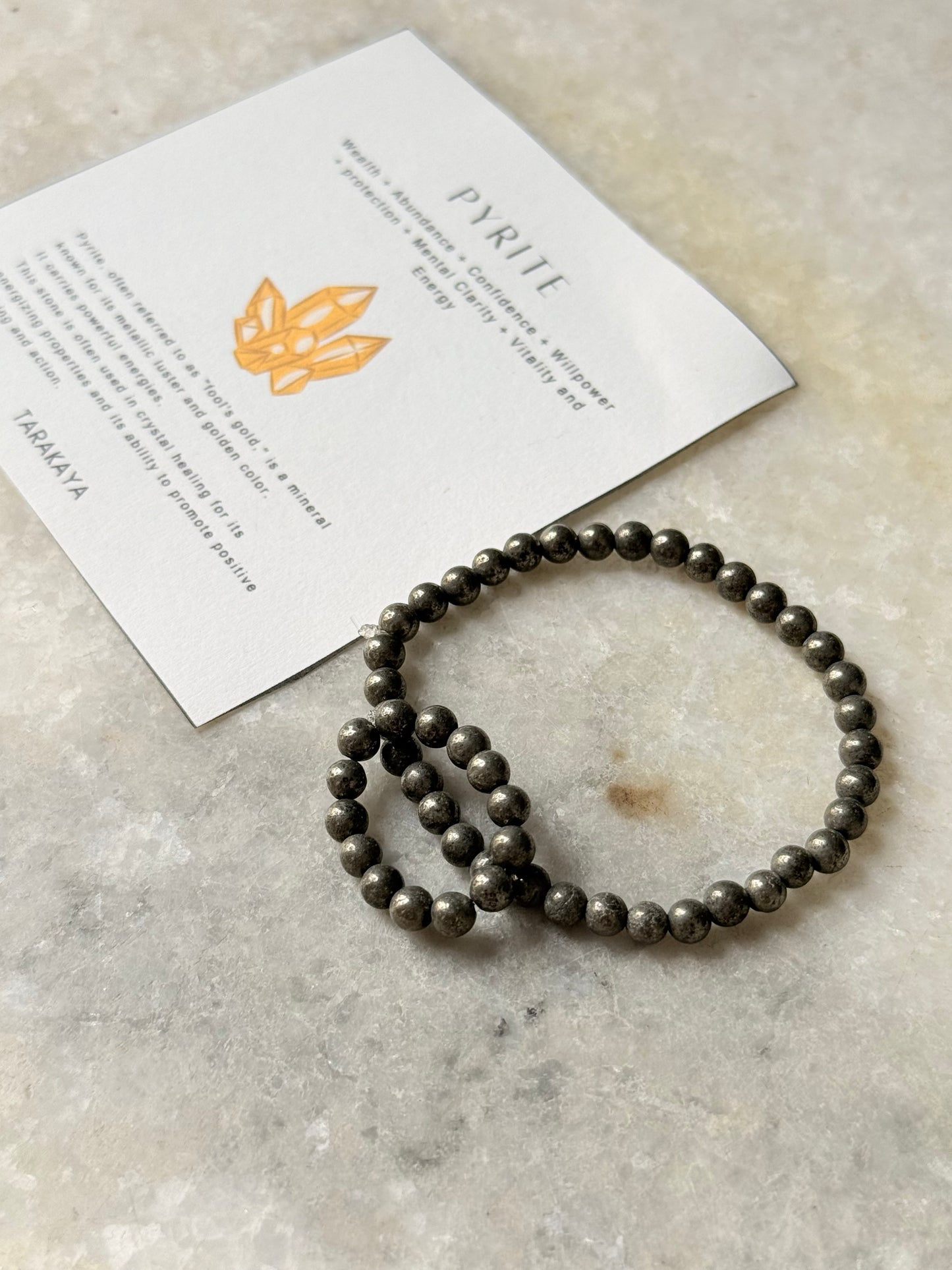 Natural Crystal Pyrite 4mm Stretchy Rings & Bracelet