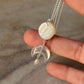 925 Sterling Silver Mother of Pearl Full Moon Face Spiral Carved, Clear Quartz Moon Handcrafted Necklace