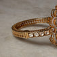 Antique Moissanite Polki Statement Cuff Bracelet in 925 Sterling Silver with Gold Plating