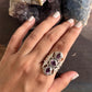 3 Stone Amethyst Silver Ring for Healing Energy 