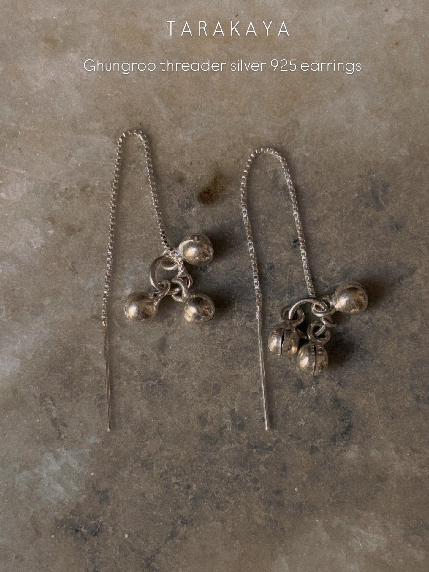 925 Sterling Silver Ghungroo Threader/ Sui Dhaga Earrings