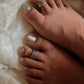 Elegant Chand Sitare silver toe rings with crescent moon and star motifs