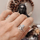Elegant Om Aum Moonstone Ring in Silver