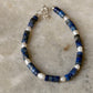 925 Sterling Silver Lapis Lazuli Flat Tube Crystal Fresh Water Pearls Bracelet