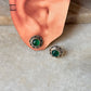 925 Sterling Silver Green Onyx Floral Big Studs Earrings