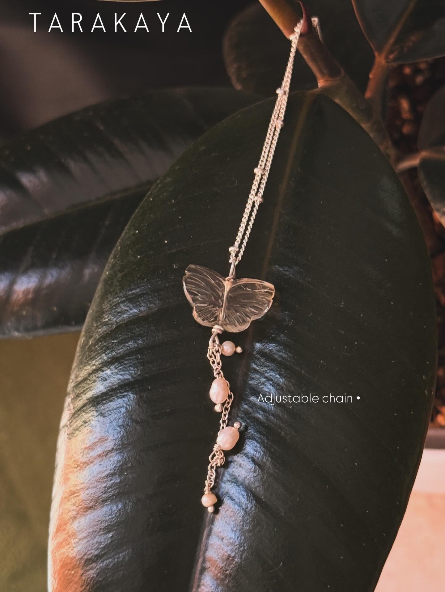 925 Sterling Silver Green Amethyst Butterfly, Fresh Water Pearls Handcrafted Necklace