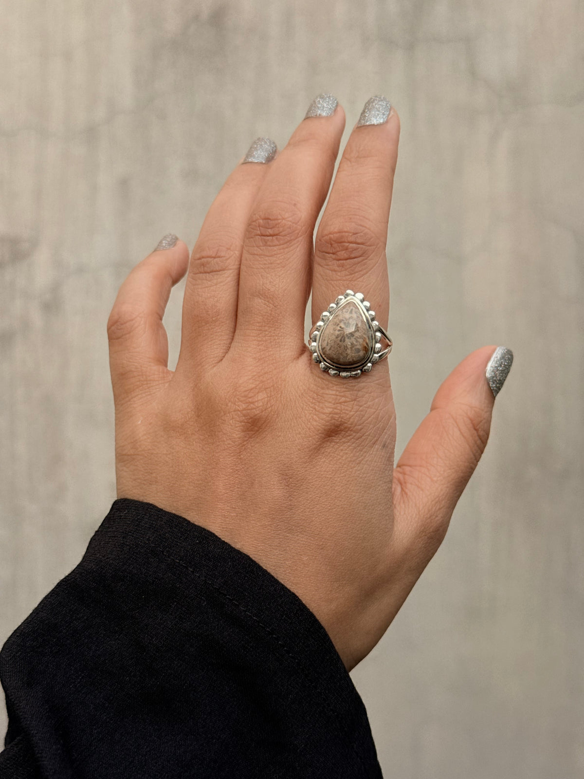 925 Sterling Silver Pear Jasper Handcrafted Ring
