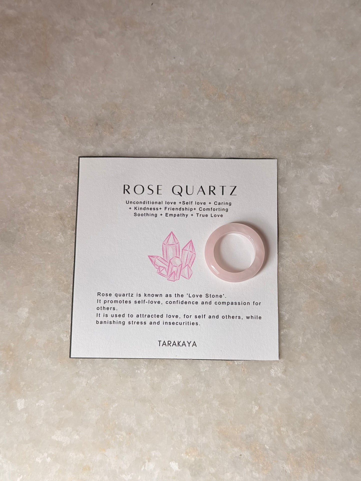 Natural Crystal Rose Quartz Dark Shade Band Ring