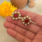 925 Sterling Silver Gold Plated Moissanite Polki Dyed Ruby Studs Earrings