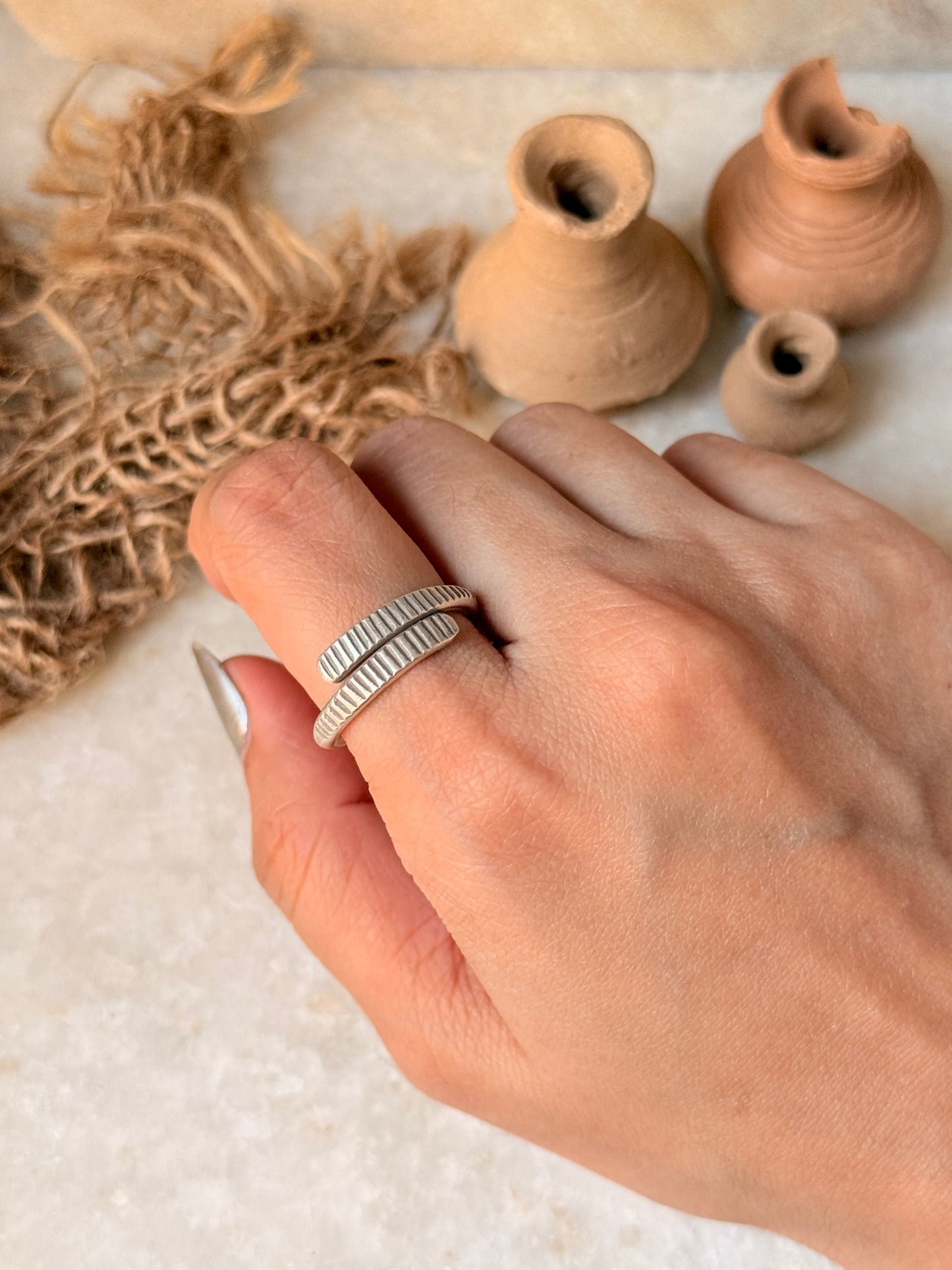 925 Sterling Silver Bohemian Hill Tribe Handcrafted Adjustable Ring