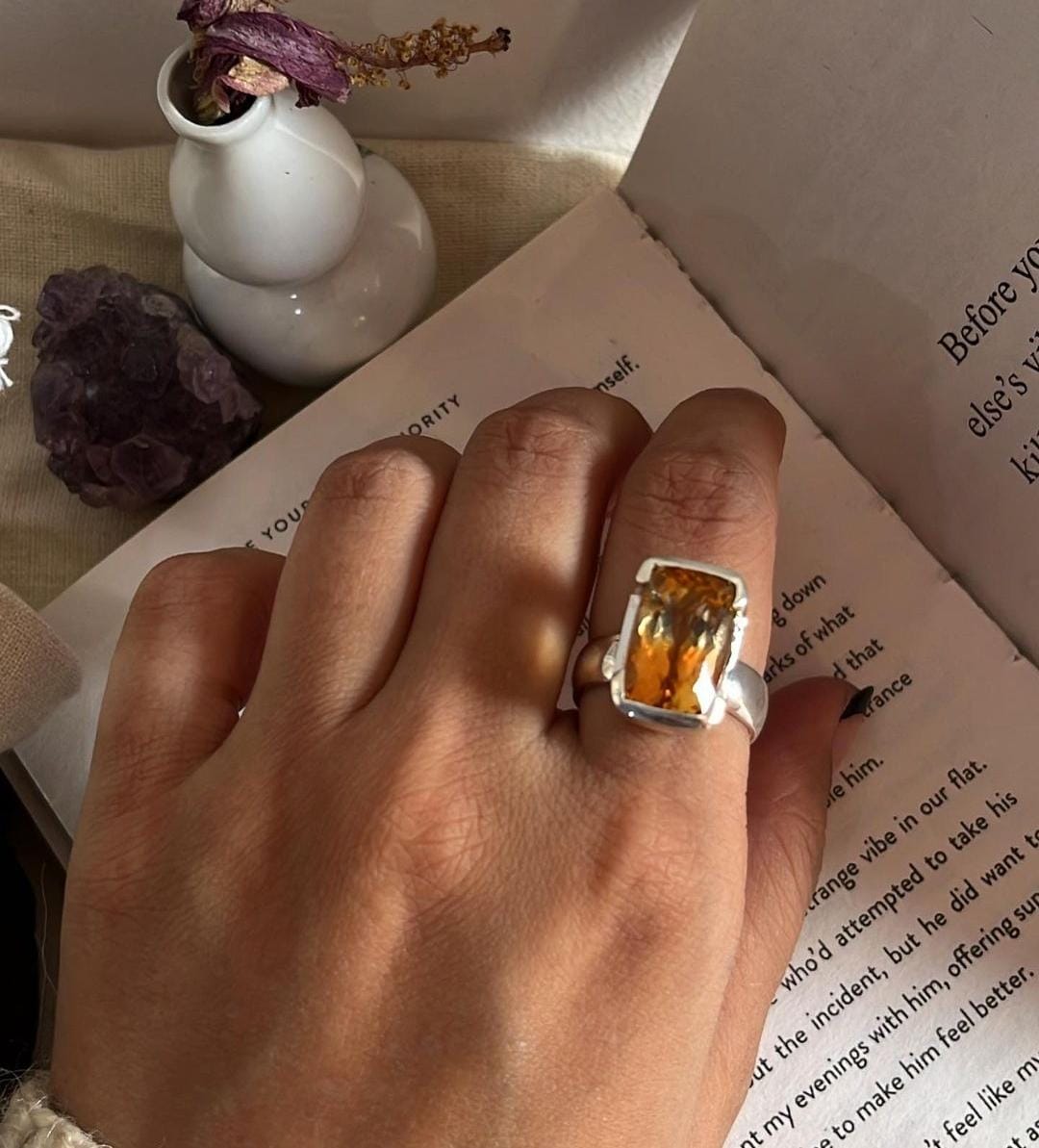 Elegant citrine gemstone set in a statement silver ring