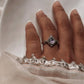 Bohemian-Inspired Silver Ring with Amethyst Pear-Cut Stone