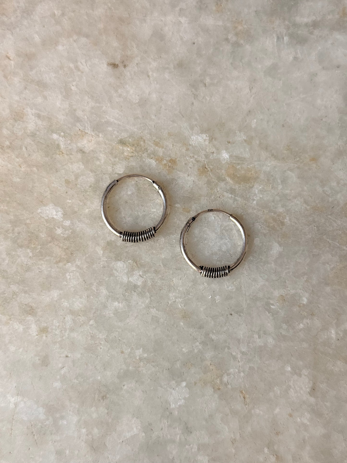 925 Sterling Silver Oxidised Wire Wrap Hoops